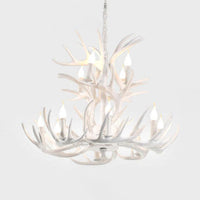 Bare Bulb Antler Chandelier Country Style White Resin Light - Rebooters