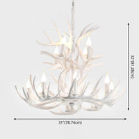 Bare Bulb Antler Chandelier Country Style White Resin Light - Rebooters
