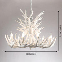 Bare Bulb Antler Chandelier Country Style White Resin Light - Rebooters