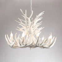 Bare Bulb Antler Chandelier Country Style White Resin Light - Rebooters