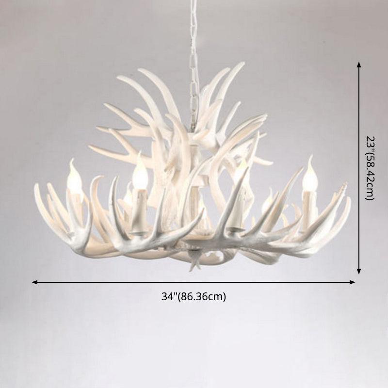Bare Bulb Antler Chandelier Country Style White Resin Light - Rebooters