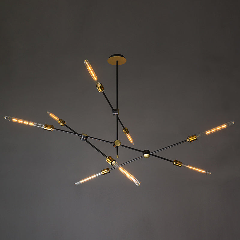 Black And Gold Spoke Chandelier Industrial Loft Metal Light - Rebooters