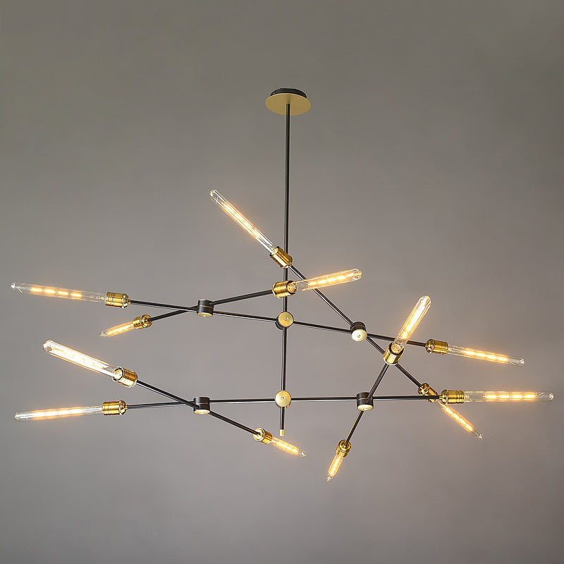 Black And Gold Spoke Chandelier Industrial Loft Metal Light - Rebooters