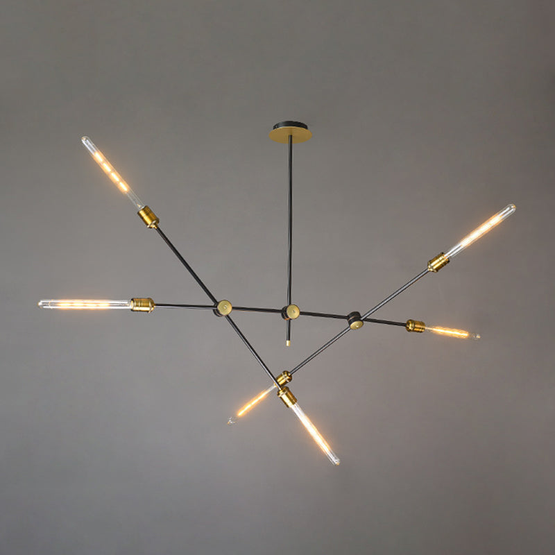 Black And Gold Spoke Chandelier Industrial Loft Metal Light - Rebooters