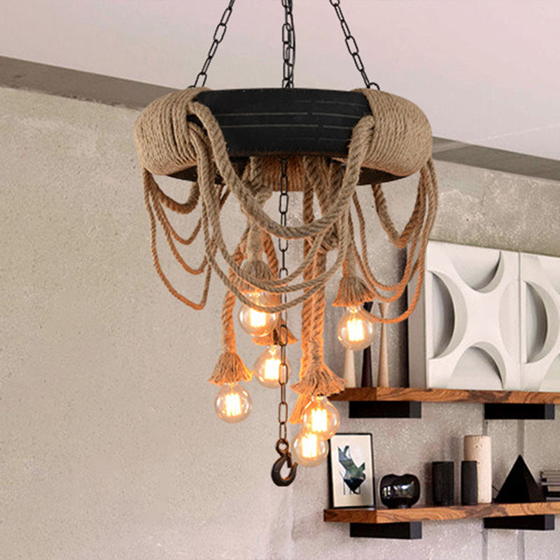 Black Automobile Tire Pendant Light Retro Industrial Rope - Rebooters