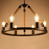 Industrial Art Rope Hanging Chandelier Light Black Metal - Rebooters