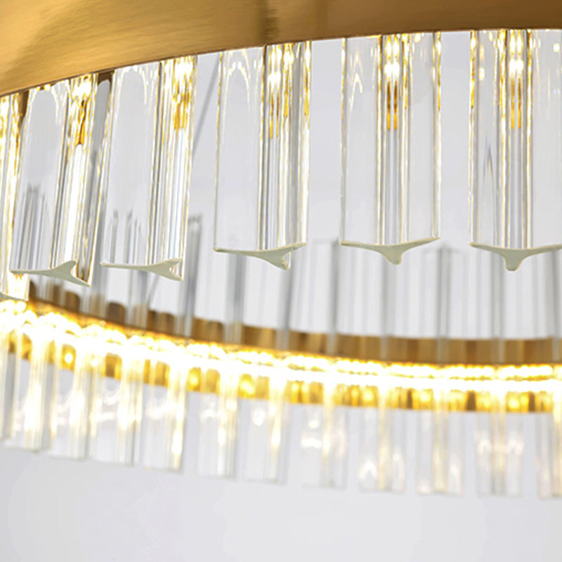 Circular Chandelier Light Postmodern Crystal Rod Gold LED Hanging Ceiling Light - Rebooters