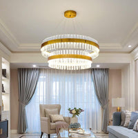2 Tiers Living Room Hanging Lamp Three Side Crystal Rod LED Light - Rebooters