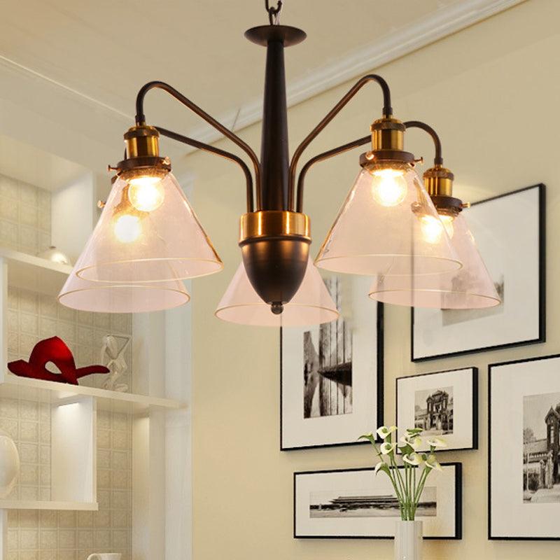 3/5/6-Light Conical Chandelier Light Traditional Black Gold - Rebooters