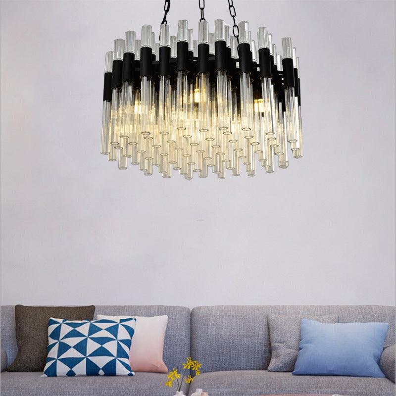 8 Lights Living Hanging Lamp Kit Modern Black Chandelier - Rebooters