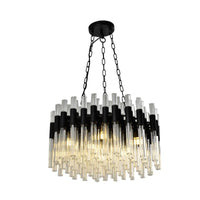 8 Lights Living Hanging Lamp Kit Modern Black Chandelier - Rebooters
