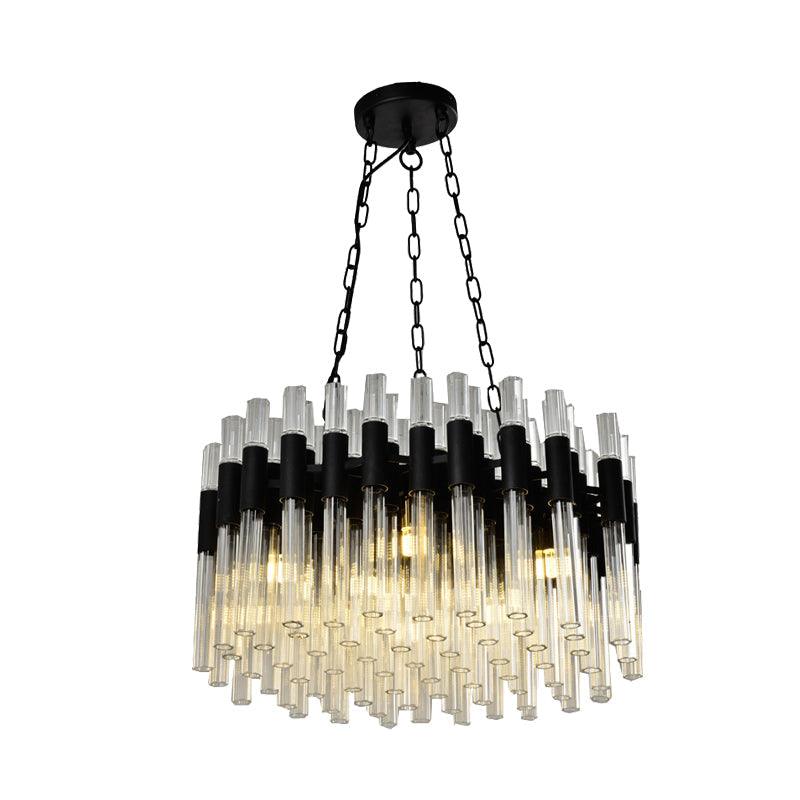 8 Lights Living Hanging Lamp Kit Modern Black Chandelier - Rebooters