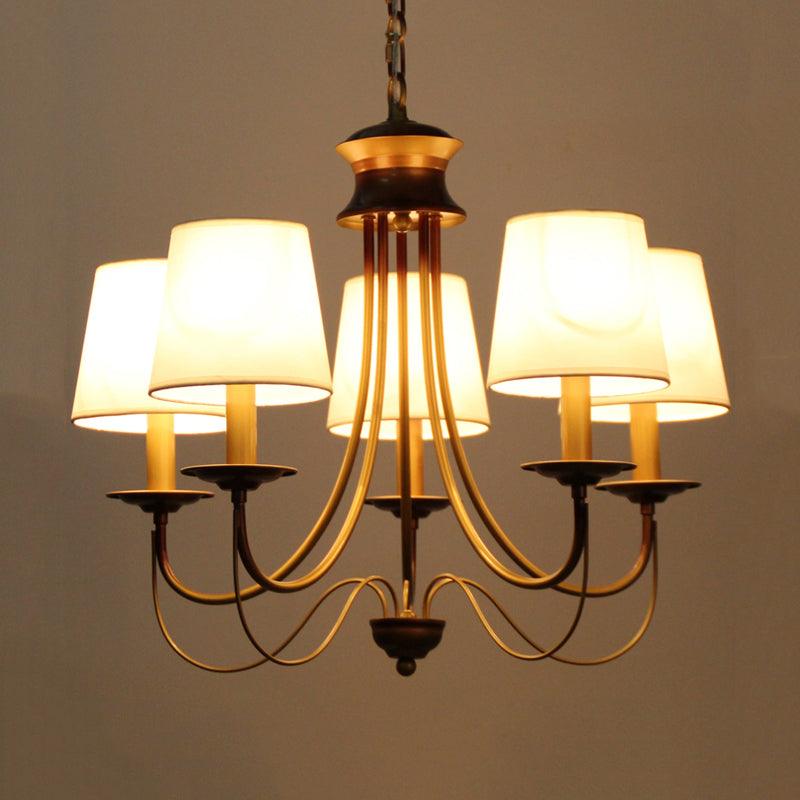 3/5/6 Lights Brass Finish Hanging Chandelier with White Shade - Rebooters