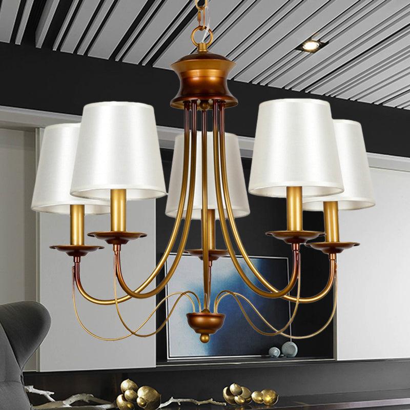 3/5/6 Lights Brass Finish Hanging Chandelier with White Shade - Rebooters