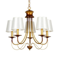 3/5/6 Lights Brass Finish Hanging Chandelier with White Shade - Rebooters