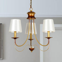 3/5/6 Lights Brass Finish Hanging Chandelier with White Shade - Rebooters