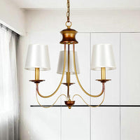 3/5/6 Lights Brass Finish Hanging Chandelier with White Shade - Rebooters