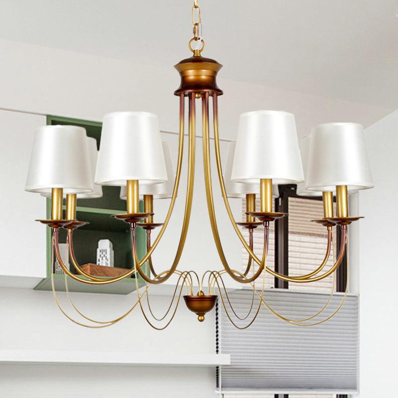 3/5/6 Lights Brass Finish Hanging Chandelier with White Shade - Rebooters