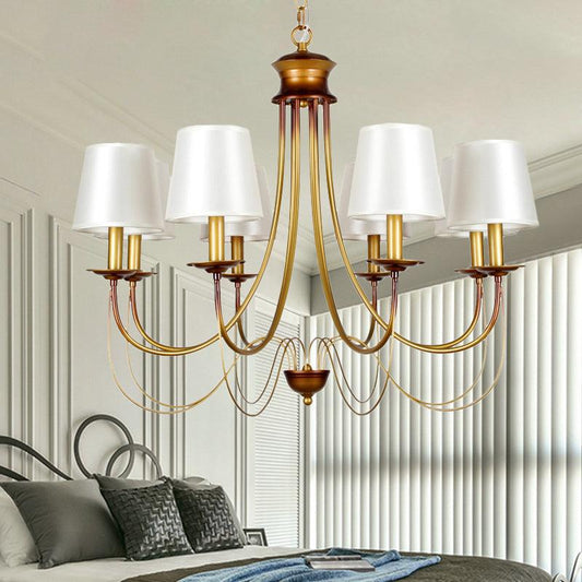 3/5/6 Lights Brass Finish Hanging Chandelier with White Shade - Rebooters