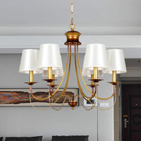 3/5/6 Lights Brass Finish Hanging Chandelier with White Shade - Rebooters