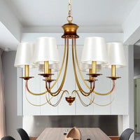 3/5/6 Lights Brass Finish Hanging Chandelier with White Shade - Rebooters