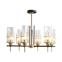 6-Head Black And Gold Chandelier Pendant Lamp Clear Glass - Rebooters