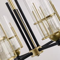 6-Head Black And Gold Chandelier Pendant Lamp Clear Glass - Rebooters