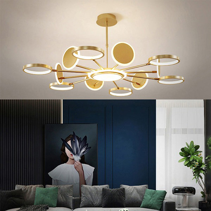 Circle LED Ceiling Chandelier Modern Metal Ceiling Hung Fixtures - Rebooters