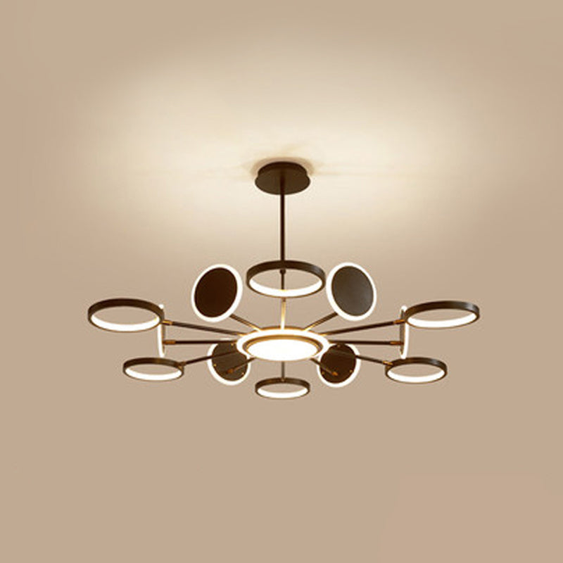 Circle LED Ceiling Chandelier Modern Metal Ceiling Hung Fixtures - Rebooters