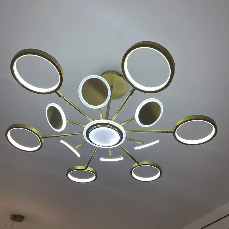 Circle LED Ceiling Chandelier Modern Metal Ceiling Hung Fixtures - Rebooters