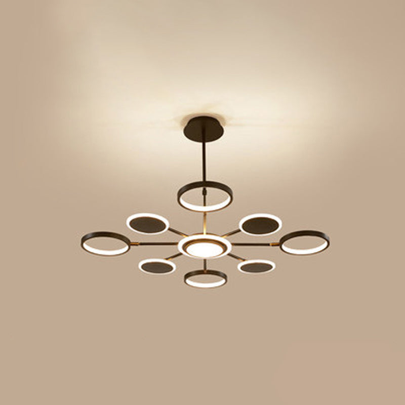 Circle LED Ceiling Chandelier Modern Metal Ceiling Hung Fixtures - Rebooters