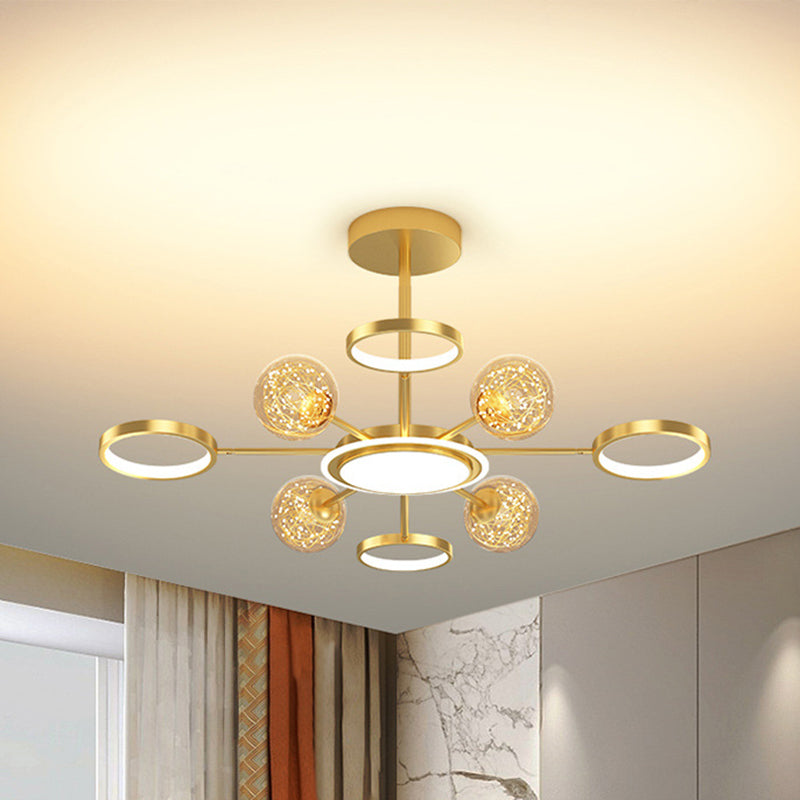 Ring and Ball Chandelier Pendant Light Ultra-Contemporary Metal Hanging Lights - Rebooters