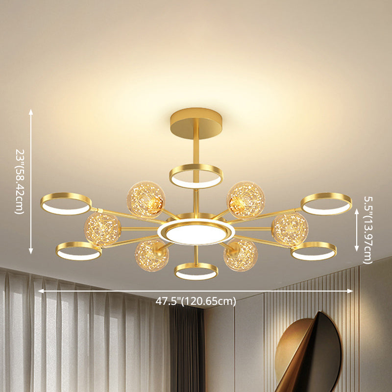 Ring and Ball Chandelier Pendant Light Ultra-Contemporary Metal Hanging Lights - Rebooters