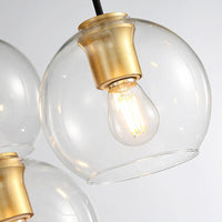 4 Heads Spherical Chandelier Colonial Hand Blown Clear Glass Ceiling Pendant in Gold - Rebooters