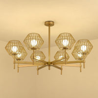 31.5"/39" Wide Gold Cage Chandelier Pendant Ceiling Light Fixture - Rebooters