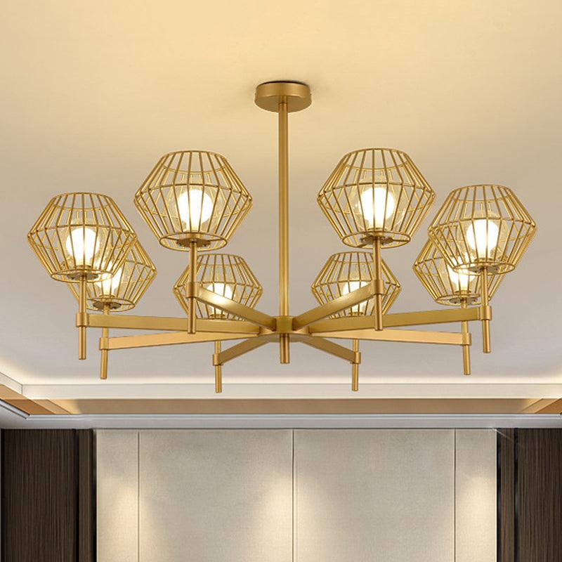 31.5"/39" Wide Gold Cage Chandelier Pendant Ceiling Light Fixture - Rebooters