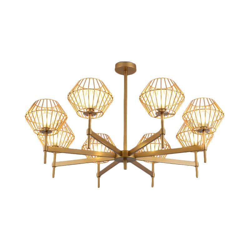 31.5"/39" Wide Gold Cage Chandelier Pendant Ceiling Light Fixture - Rebooters