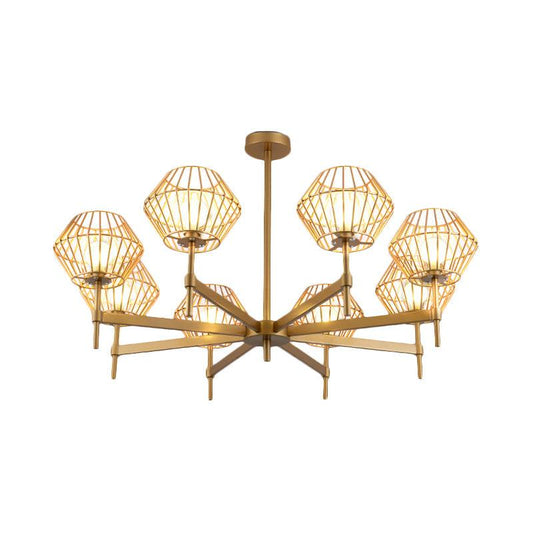 31.5"/39" Wide Gold Cage Chandelier Pendant Ceiling Light Fixture - Rebooters