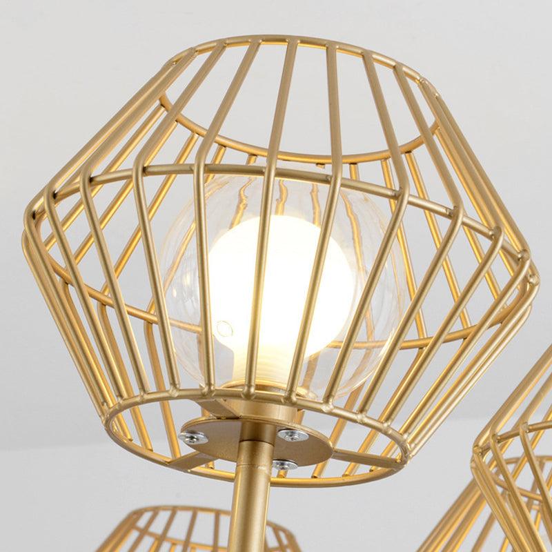 31.5"/39" Wide Gold Cage Chandelier Pendant Ceiling Light Fixture - Rebooters