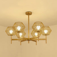31.5"/39" Wide Gold Cage Chandelier Pendant Ceiling Light Fixture - Rebooters