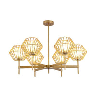 31.5"/39" Wide Gold Cage Chandelier Pendant Ceiling Light Fixture - Rebooters