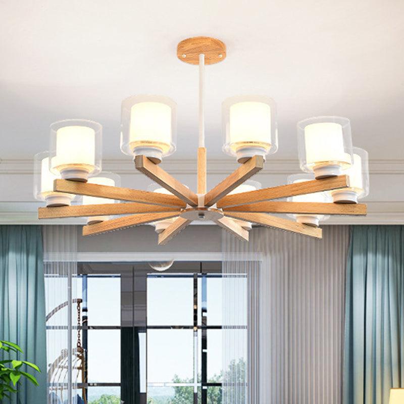 Cylinder Chandelier Lighting Fixtures Modern White Glass Light - Rebooters