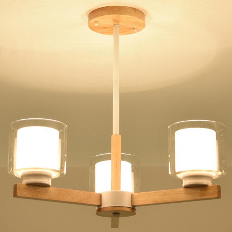Cylinder Chandelier Lighting Fixtures Modern White Glass Light - Rebooters