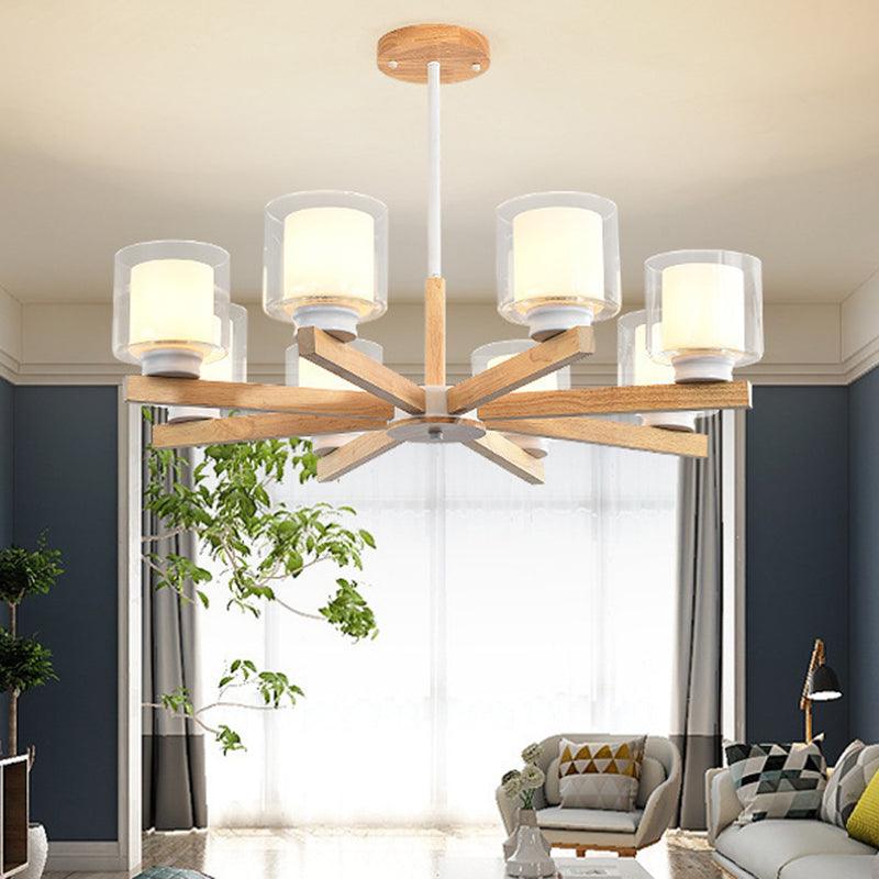 Cylinder Chandelier Lighting Fixtures Modern White Glass Light - Rebooters