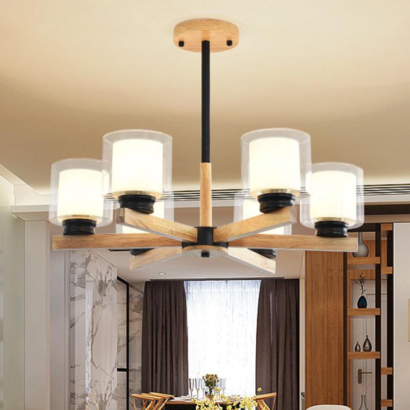 Cylinder Chandelier Lighting Fixtures Modern White Glass Light - Rebooters