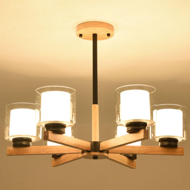 Cylinder Chandelier Lighting Fixtures Modern White Glass Light - Rebooters