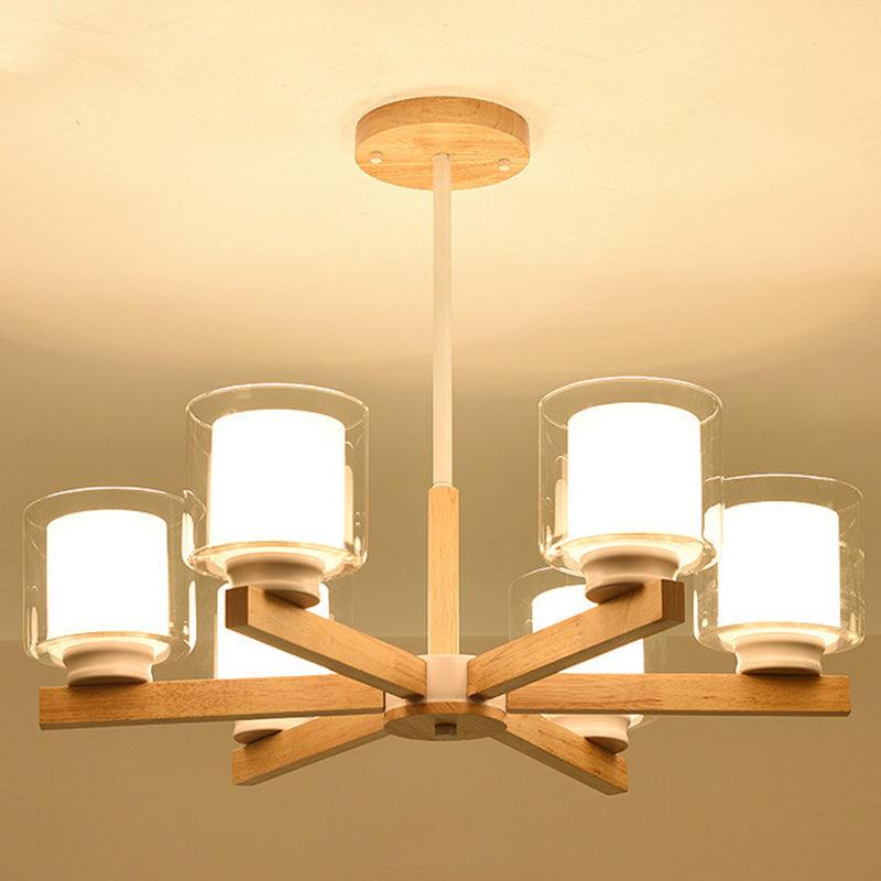 Cylinder Chandelier Lighting Fixtures Modern White Glass Light - Rebooters