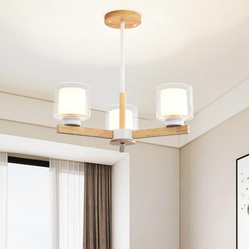Cylinder Chandelier Lighting Fixtures Modern White Glass Light - Rebooters