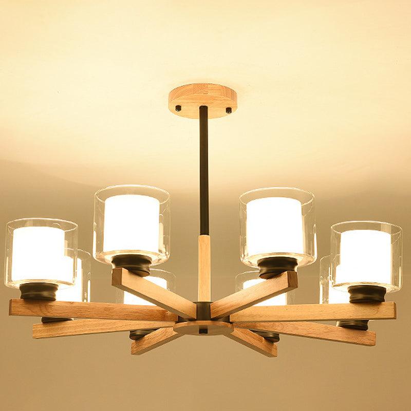 Cylinder Chandelier Lighting Fixtures Modern White Glass Light - Rebooters