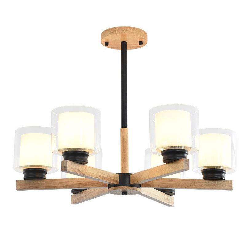 Cylinder Chandelier Lighting Fixtures Modern White Glass Light - Rebooters